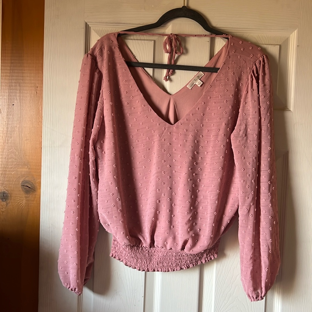 Nine Britton Pink Ling Sleeve Smock Bottom Top